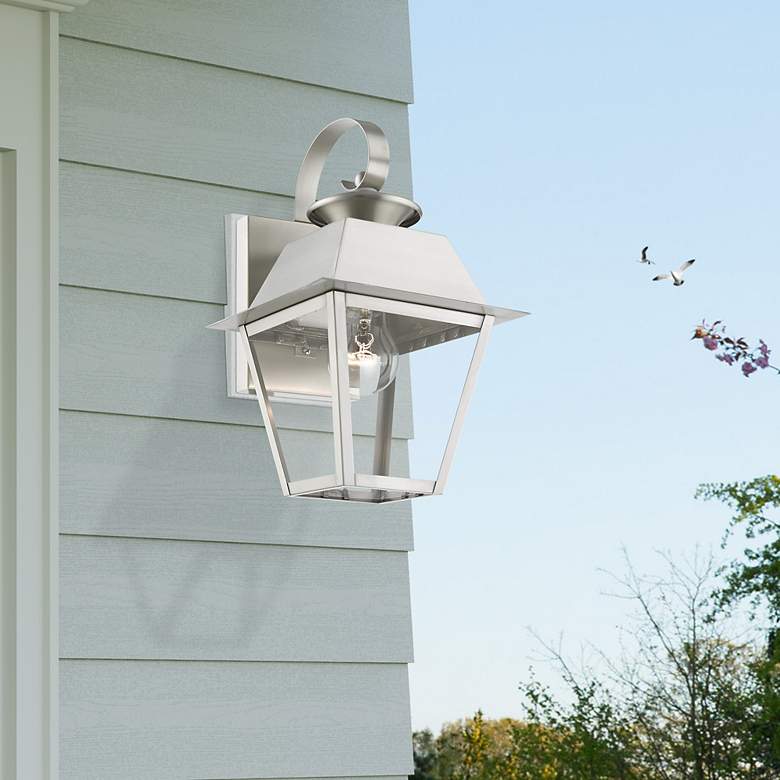 Image 1 Wentworth 1 Light Brushed Nickel Outdoor Small Wall Lantern