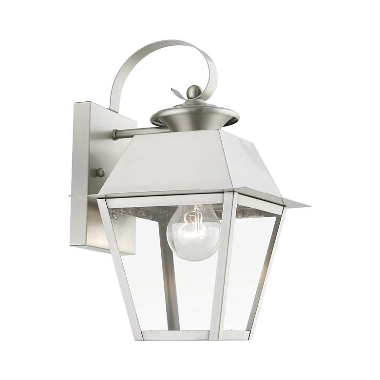 Image 5 Wentworth 1 Light Brushed Nickel Outdoor Small Wall Lantern more views