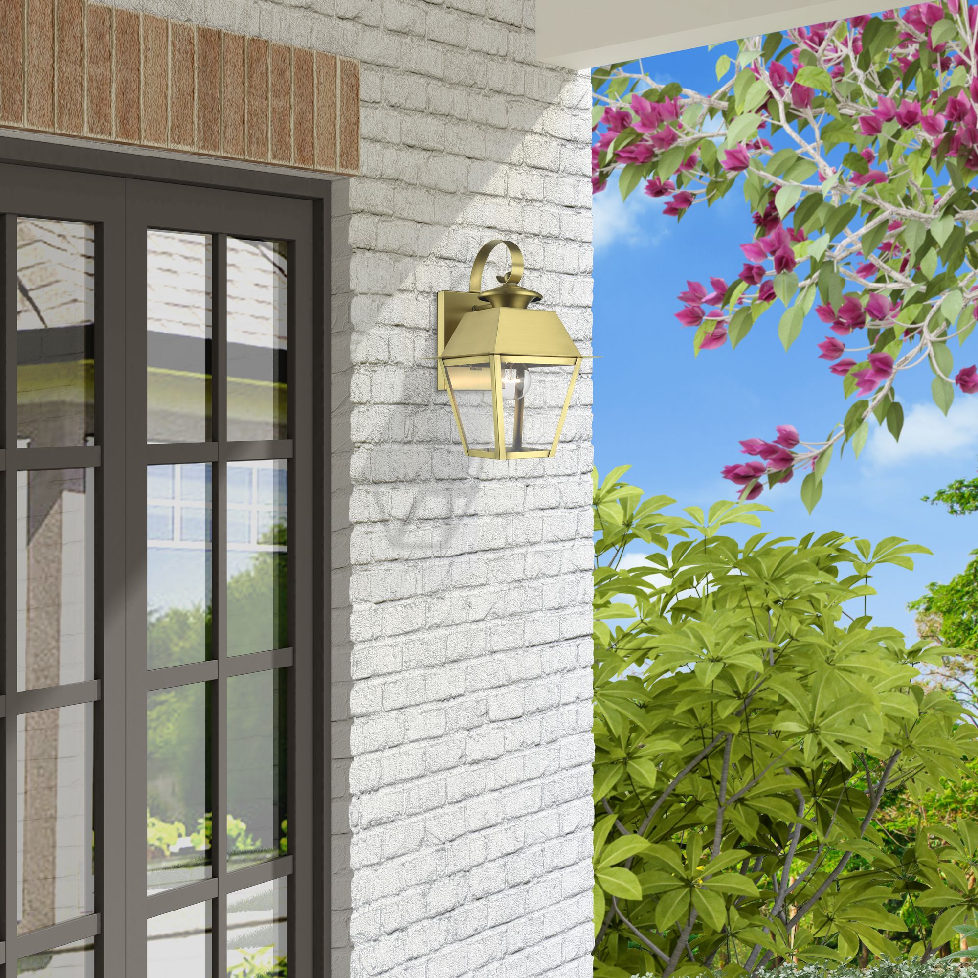 Wentworth 1 Light Natural Brass Outdoor Small Wall Lantern