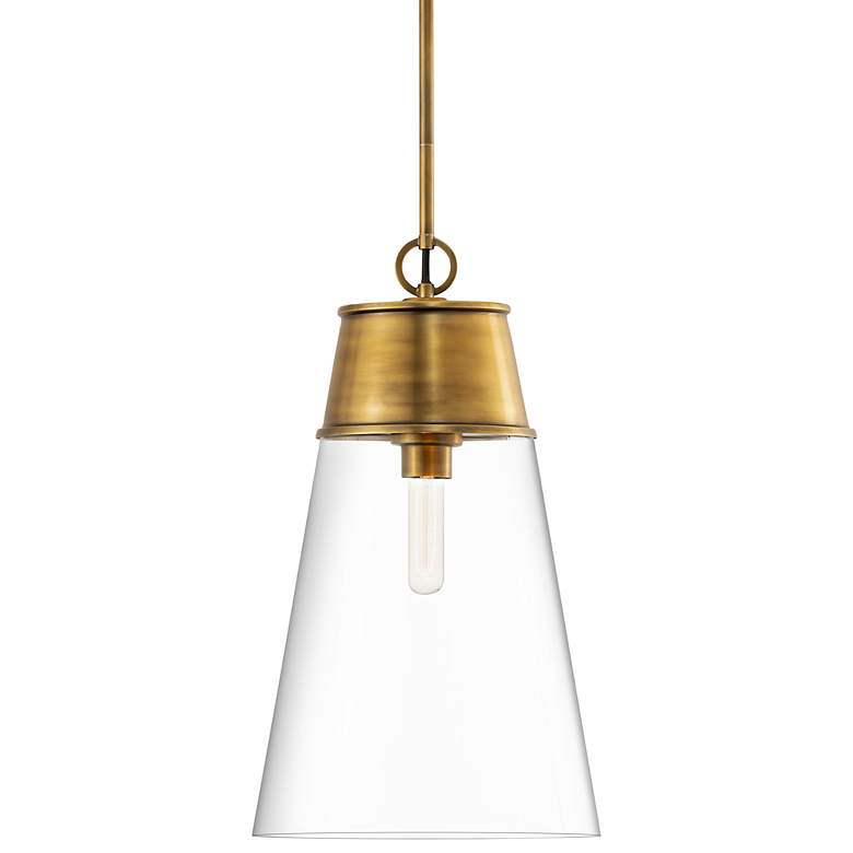 Image 2 Wentworth 11 1/2" Wide Rubbed Brass Cone Mini Pendant