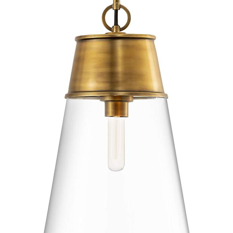 Image 3 Wentworth 11 1/2" Wide Rubbed Brass Cone Mini Pendant more views