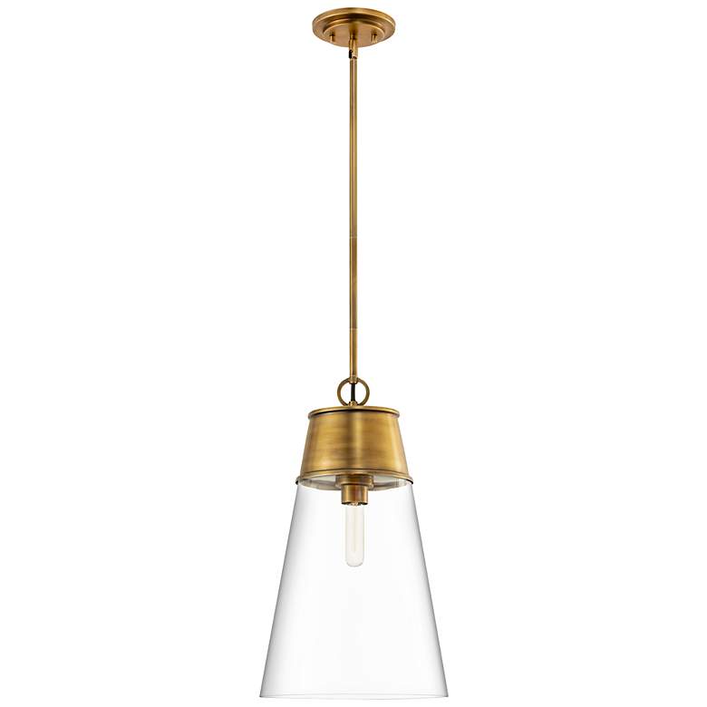 Image 6 Wentworth 11 1/2" Wide Rubbed Brass Cone Mini Pendant more views