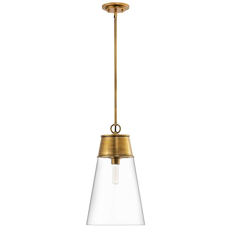 Image 7 Wentworth 11 1/2" Wide Rubbed Brass Cone Mini Pendant more views