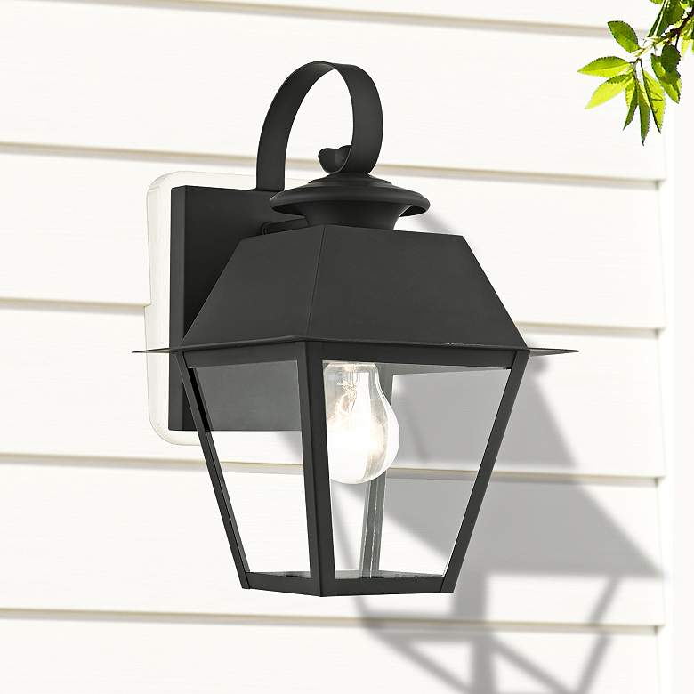 Image 2 Wentworth 12 1/2" High Black Outdoor Lantern Wall Light