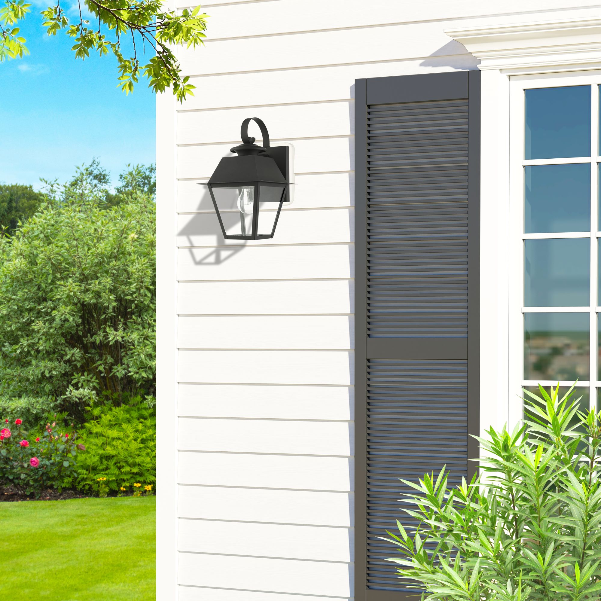 Wentworth 12 1/2" High Black Outdoor Lantern Wall Light in scene