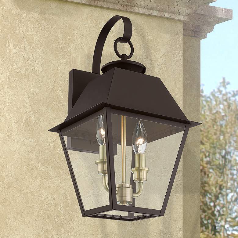 Image 1 Wentworth 16 1/2" High Bronze Outdoor Lantern Wall Light