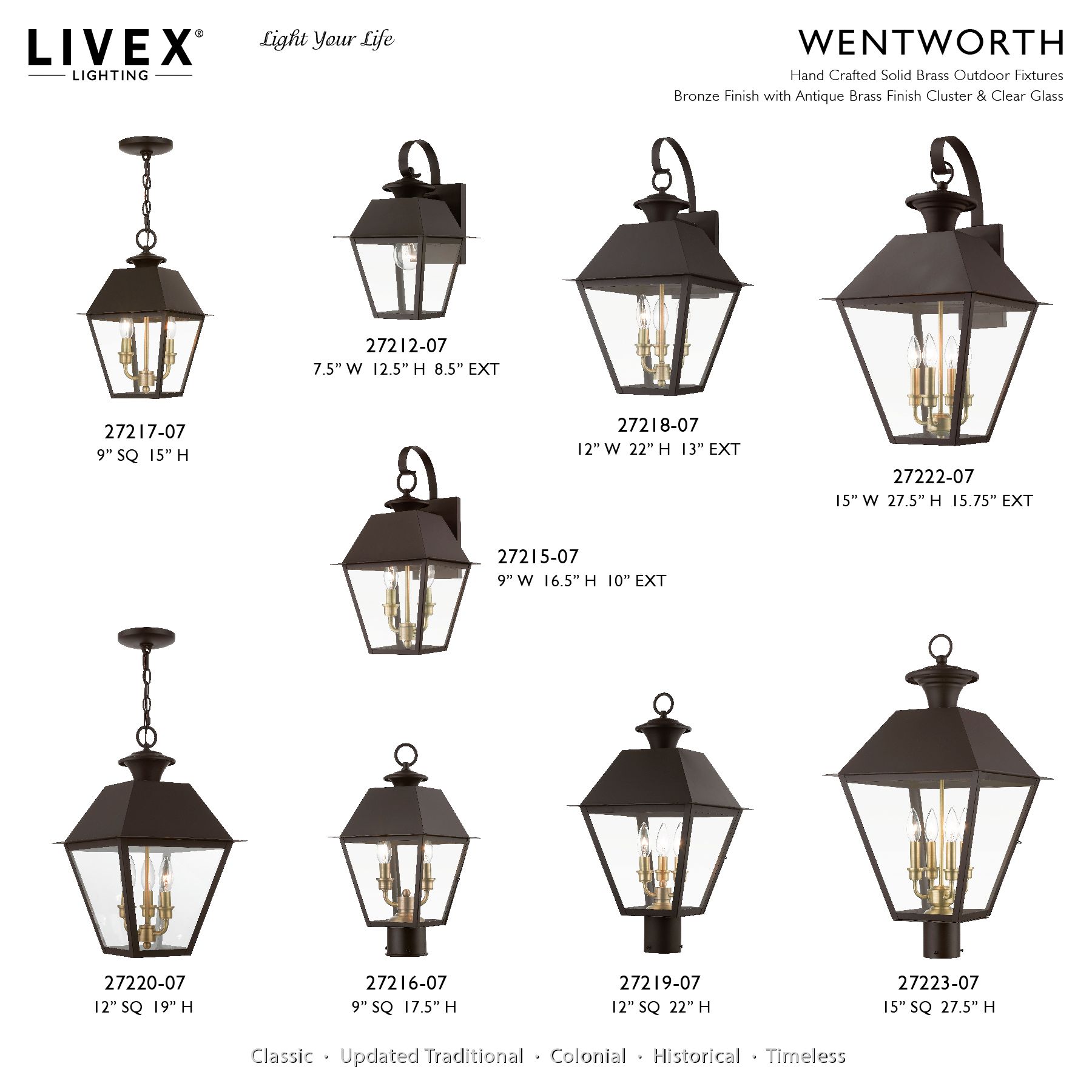 Wentworth 16 1/2" High Bronze Outdoor Lantern Wall Light
