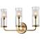 Wentworth 16 1/4" Wide Aged Brass 3-Light Bath Light
