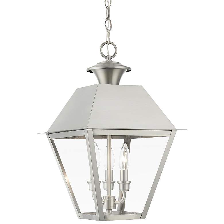 Image 3 Wentworth 19"H Brushed Nickel 3-Light Outdoor Hanging Light