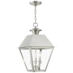 Wentworth 19"H Brushed Nickel 3-Light Outdoor Hanging Light