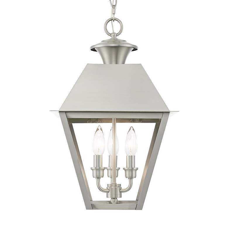 Image 7 Wentworth 19"H Brushed Nickel 3-Light Outdoor Hanging Light more views
