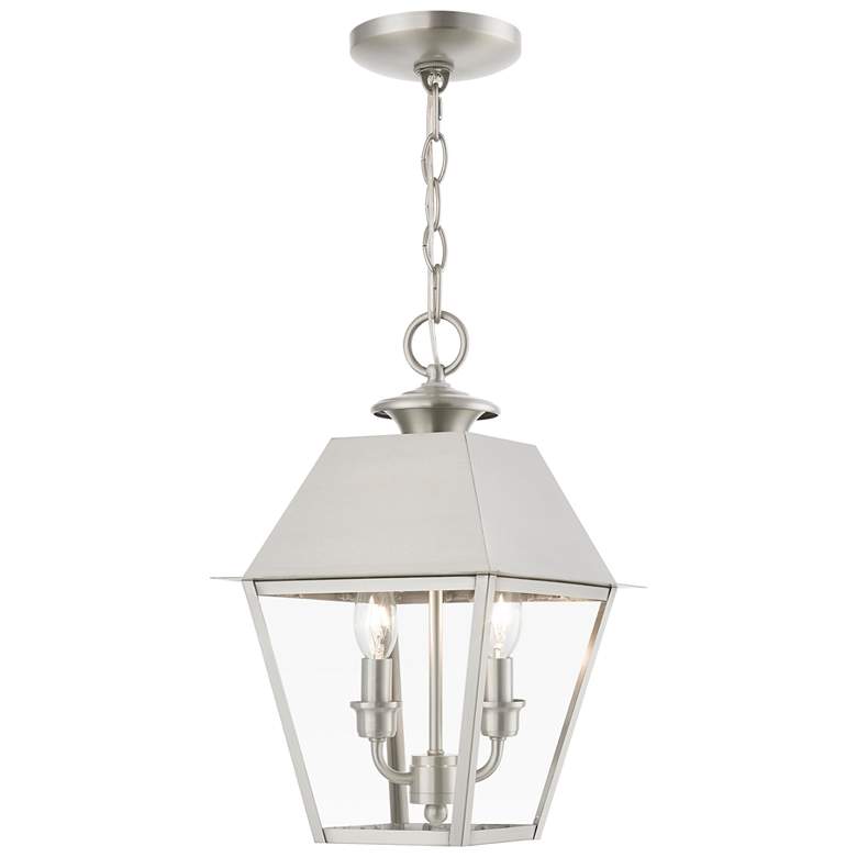 Image 1 Wentworth 2 Light Brushed Nickel Outdoor Medium Pendant Lantern