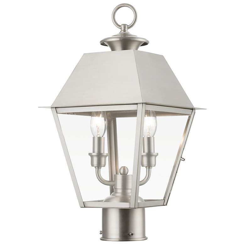 Image 1 Wentworth 2 Light Brushed Nickel Outdoor Medium Post Top Lantern