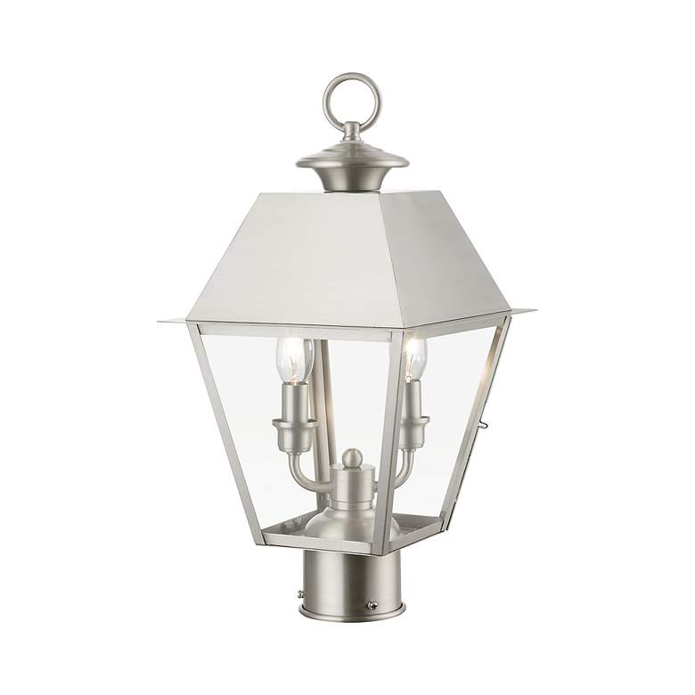 Image 3 Wentworth 2 Light Brushed Nickel Outdoor Medium Post Top Lantern more views