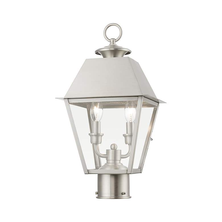 Image 5 Wentworth 2 Light Brushed Nickel Outdoor Medium Post Top Lantern more views