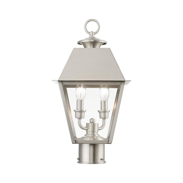 Image 6 Wentworth 2 Light Brushed Nickel Outdoor Medium Post Top Lantern more views