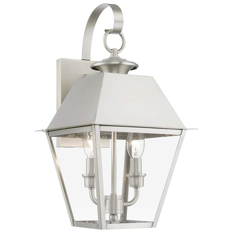 Image 1 Wentworth 2 Light Brushed Nickel Outdoor Medium Wall Lantern