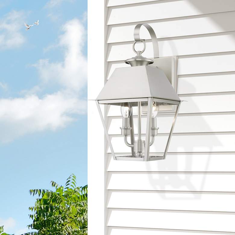 Image 1 Wentworth 2 Light Brushed Nickel Outdoor Medium Wall Lantern