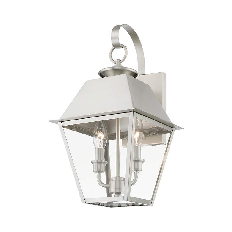 Image 3 Wentworth 2 Light Brushed Nickel Outdoor Medium Wall Lantern more views