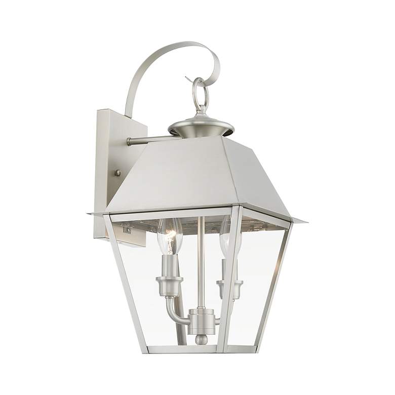 Image 5 Wentworth 2 Light Brushed Nickel Outdoor Medium Wall Lantern more views