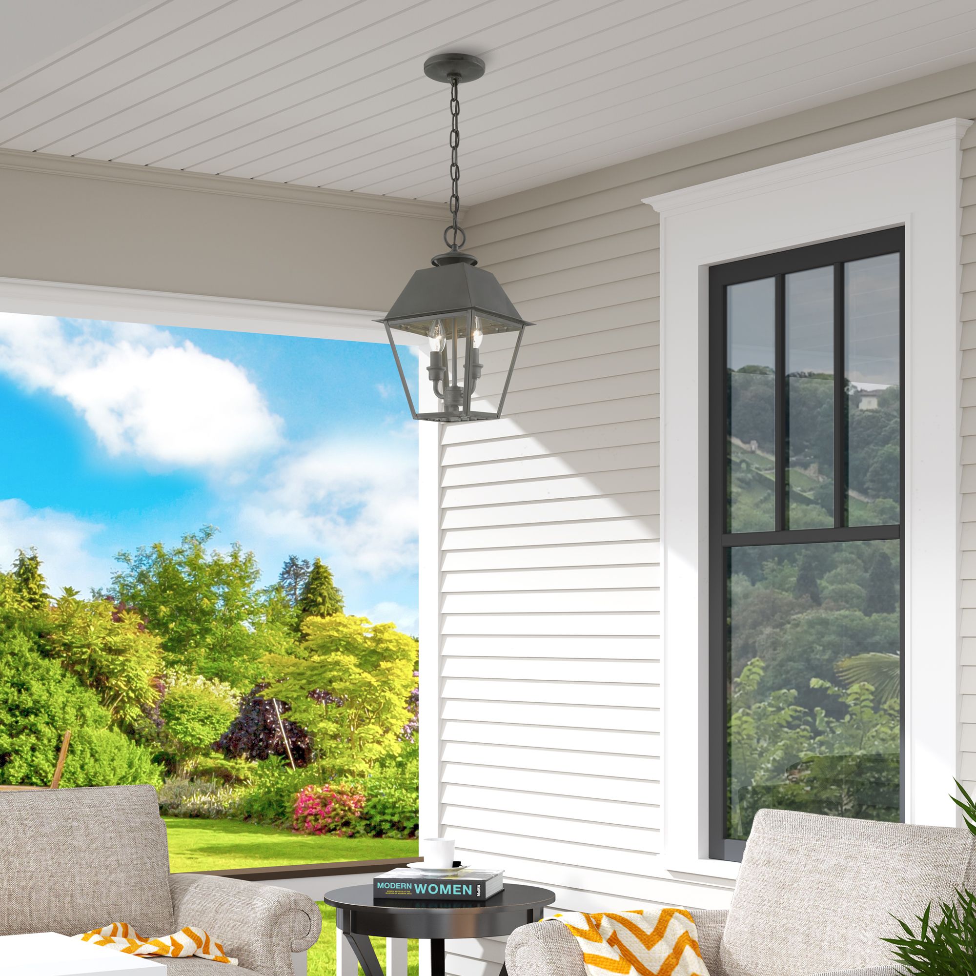 Wentworth 2 Light Charcoal Outdoor Medium Pendant Lantern