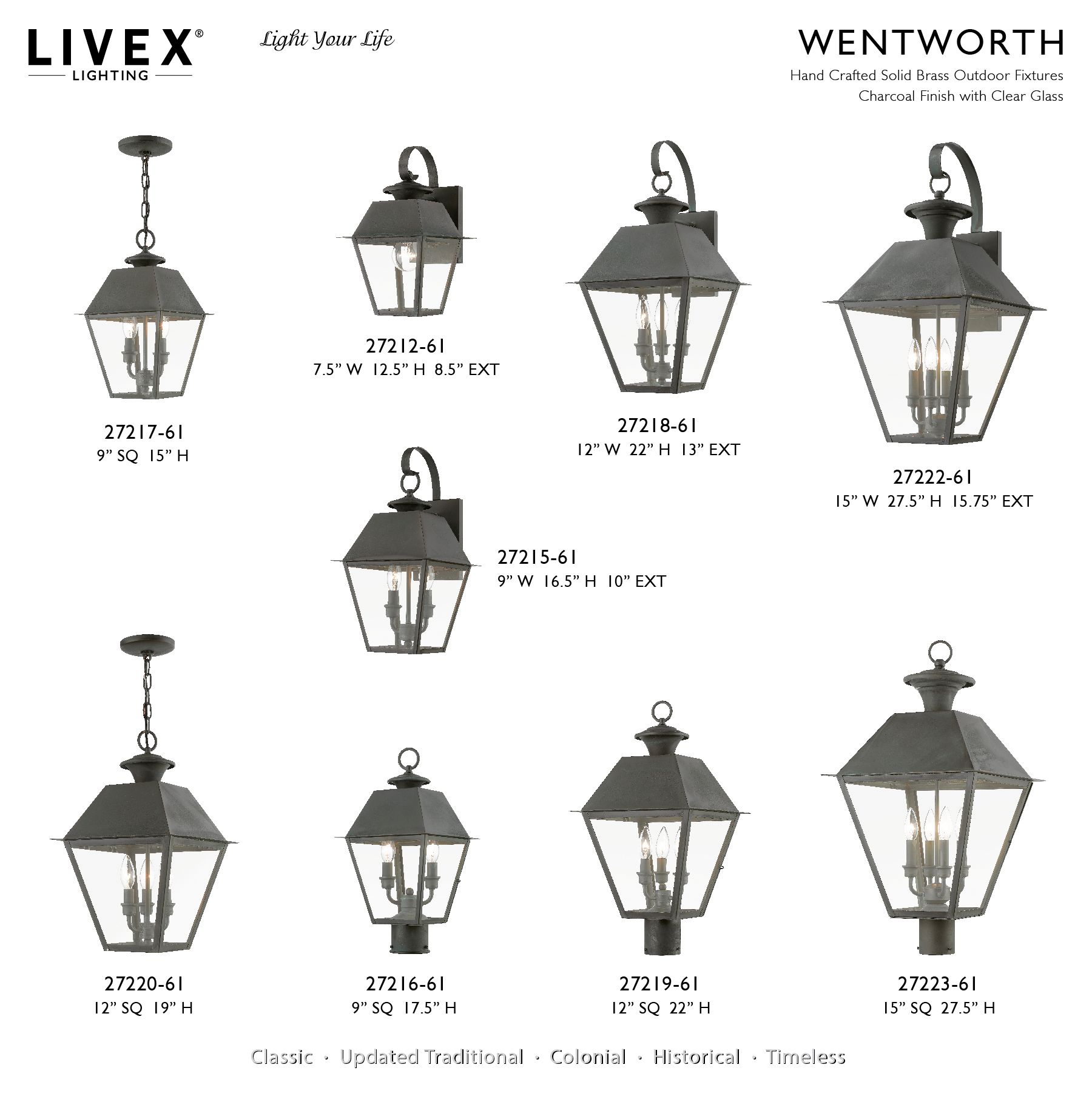 Wentworth 2 Light Charcoal Outdoor Medium Pendant Lantern