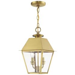 Wentworth 2 Light Natural Brass Outdoor Medium Pendant Lantern