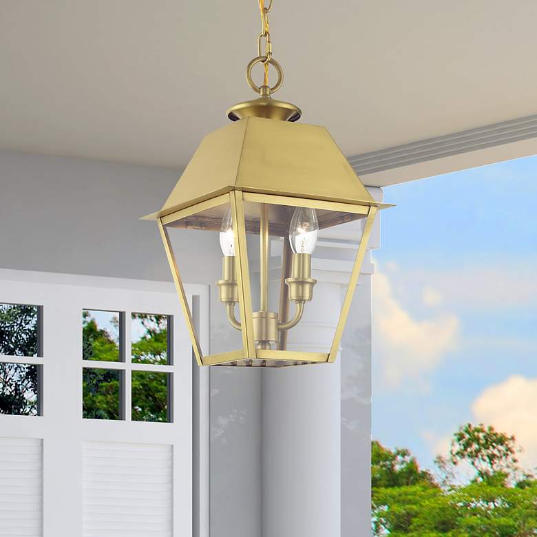 Image 1 Wentworth 2 Light Natural Brass Outdoor Medium Pendant Lantern