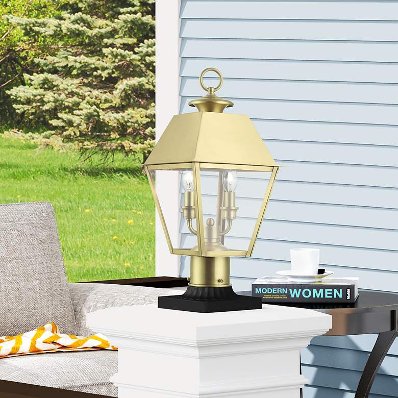 Image 1 Wentworth 2 Light Natural Brass Outdoor Medium Post Top Lantern