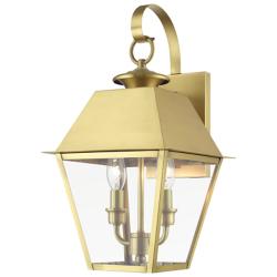 Wentworth 2 Light Natural Brass Outdoor Medium Wall Lantern