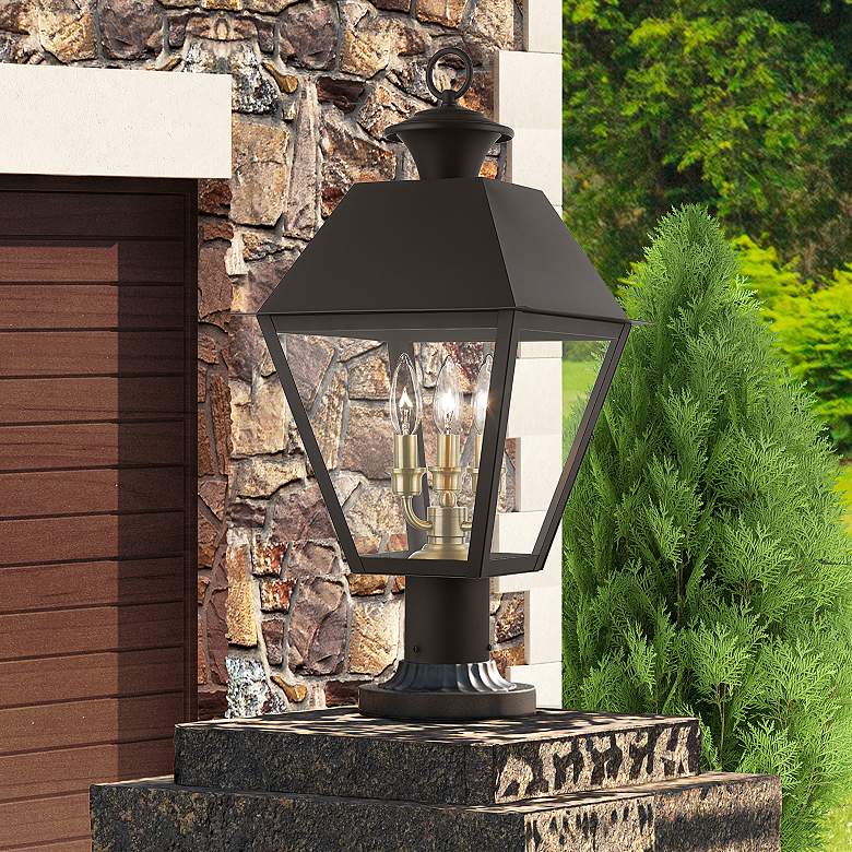 Image 1 Wentworth 22" High Bronze 3-Light Outdoor Lantern Post Light