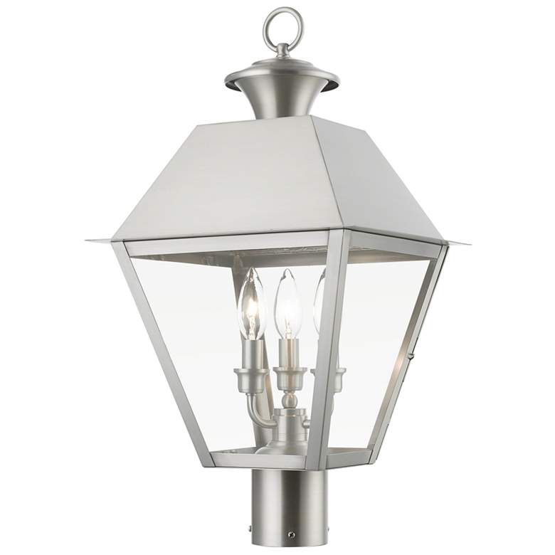 Image 1 Wentworth 3 Light Brushed Nickel Outdoor Large Post Top Lantern