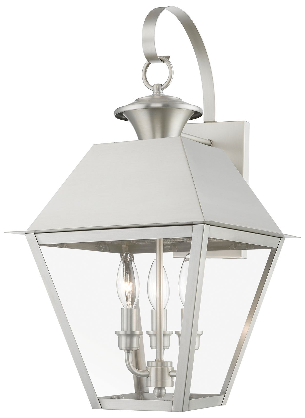 Image 2 Wentworth 3 Light Brushed Nickel Outdoor Large Wall Lantern