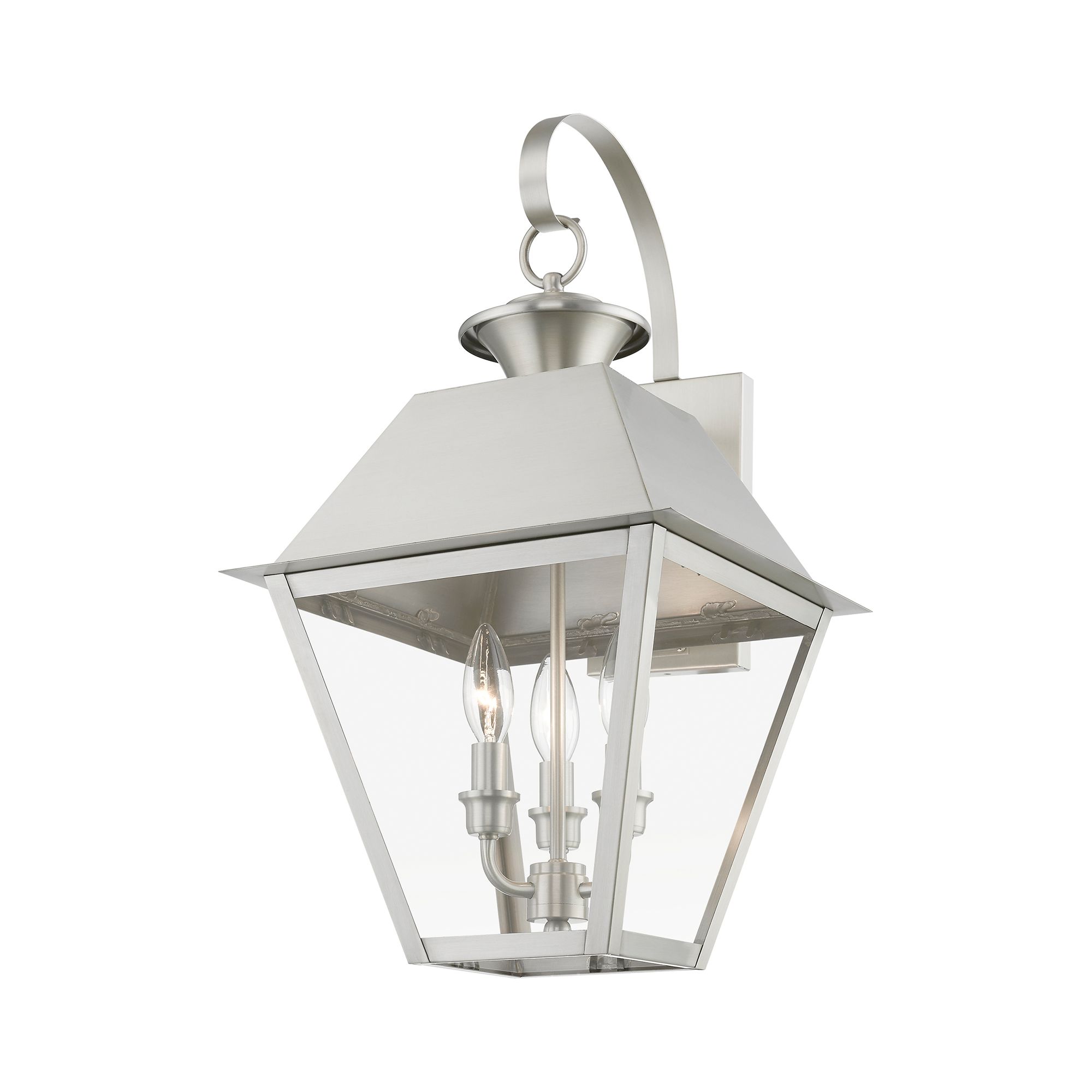 Image 3 Wentworth 3 Light Brushed Nickel Outdoor Large Wall Lantern more views