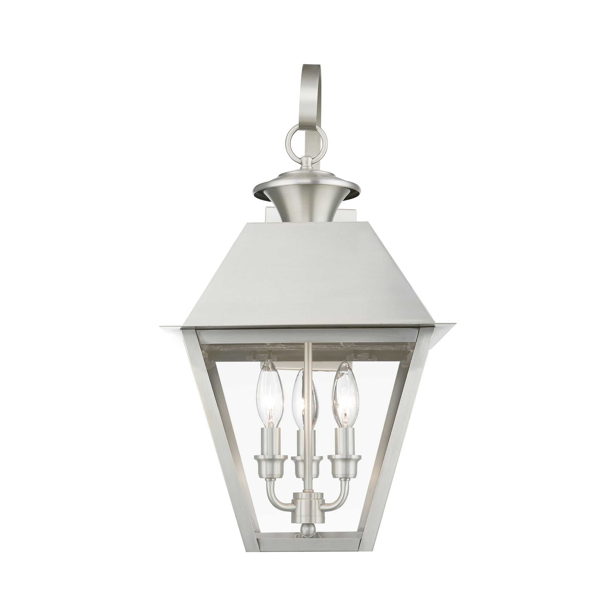 Image 6 Wentworth 3 Light Brushed Nickel Outdoor Large Wall Lantern more views
