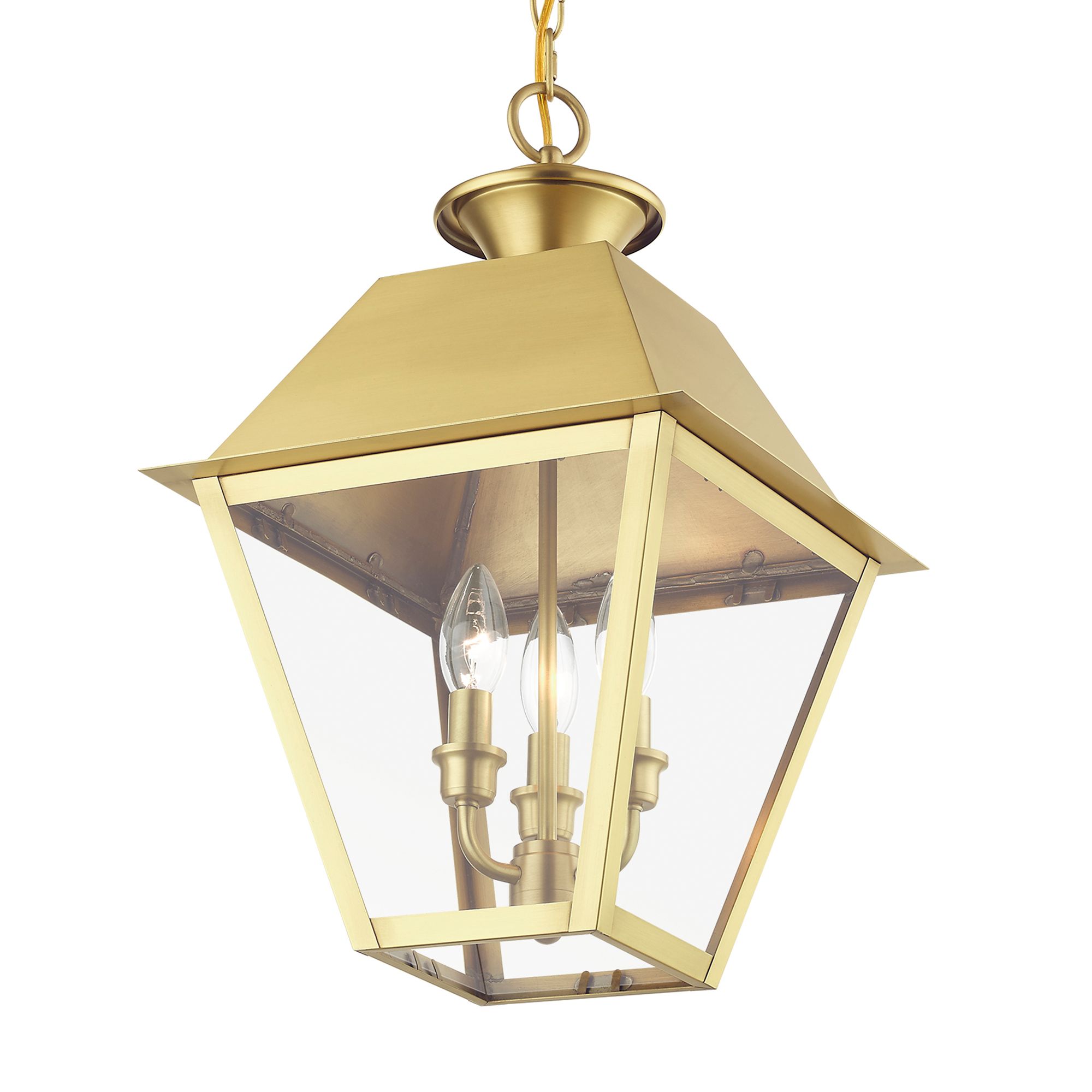 Image 4 Wentworth 3 Light Natural Brass Outdoor Large Pendant Lantern more views