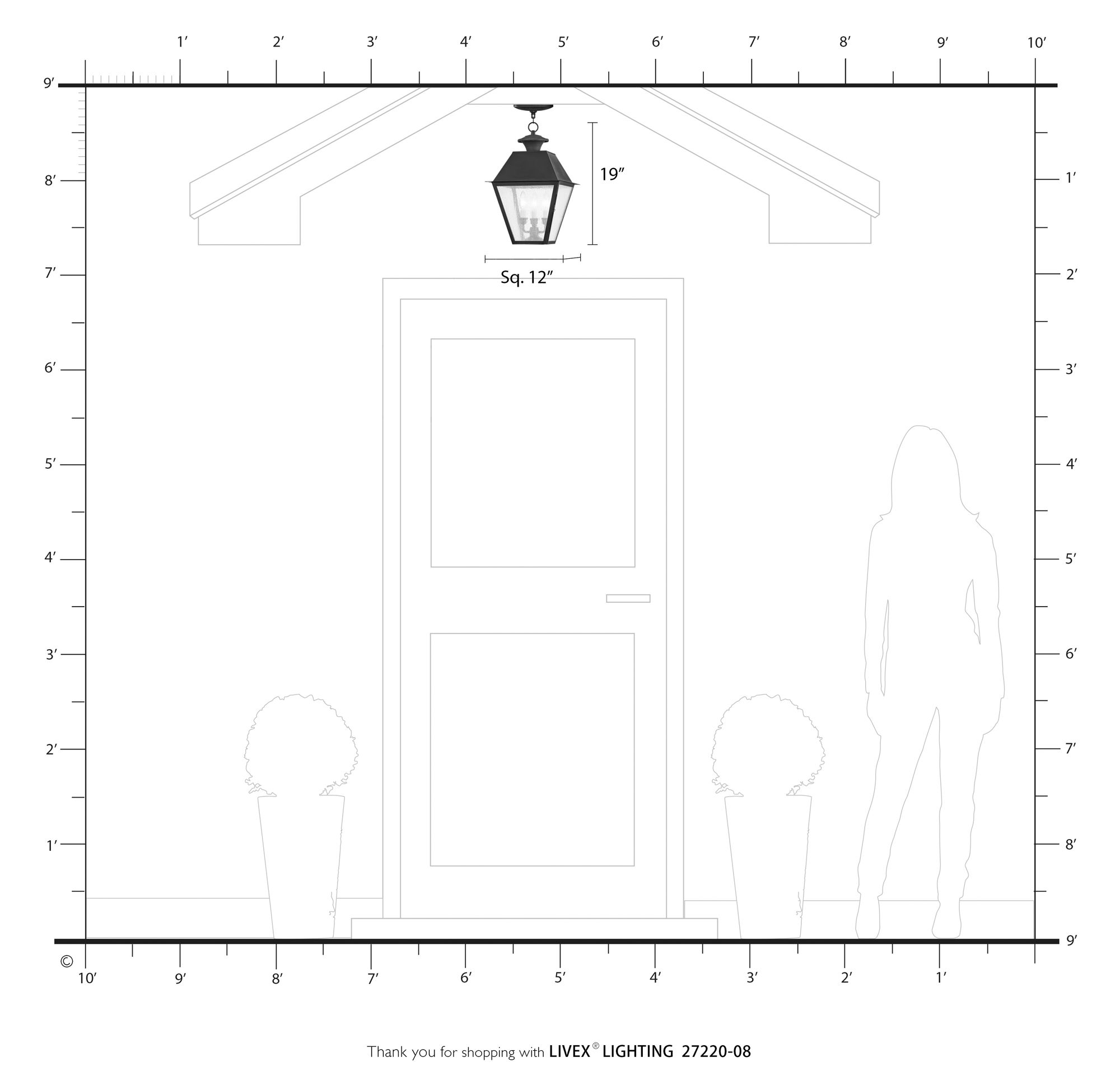 Wentworth 3 Light Natural Brass Outdoor Large Pendant Lantern