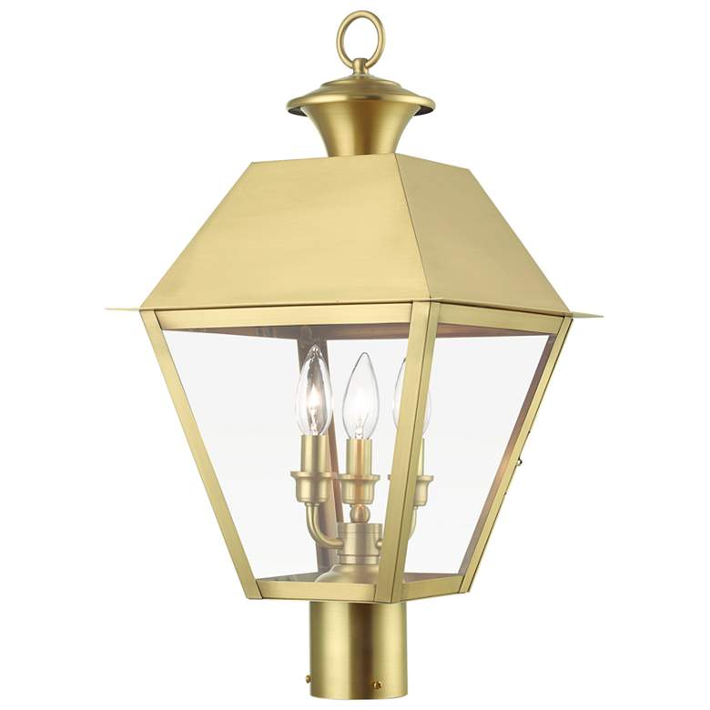 Image 1 Wentworth 3 Light Natural Brass Outdoor Large Post Top Lantern