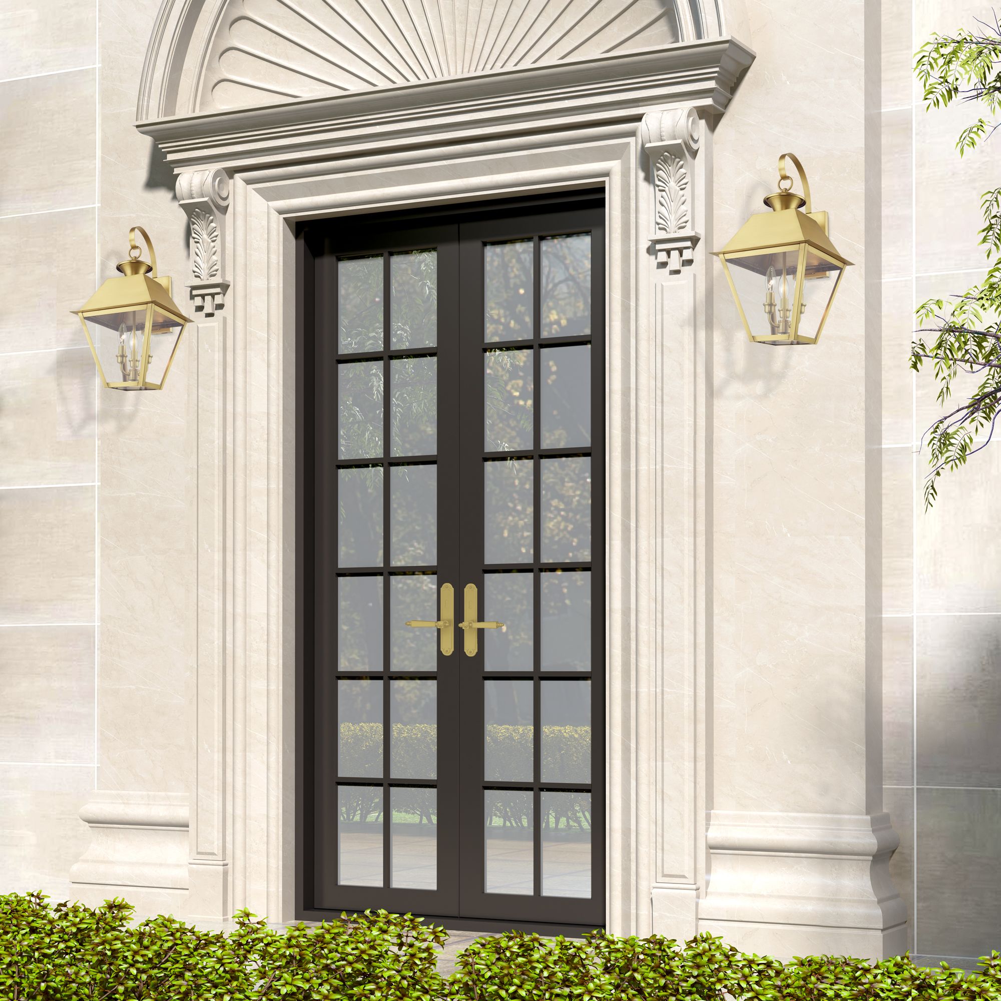 Wentworth 3 Light Natural Brass Outdoor Large Wall Lantern