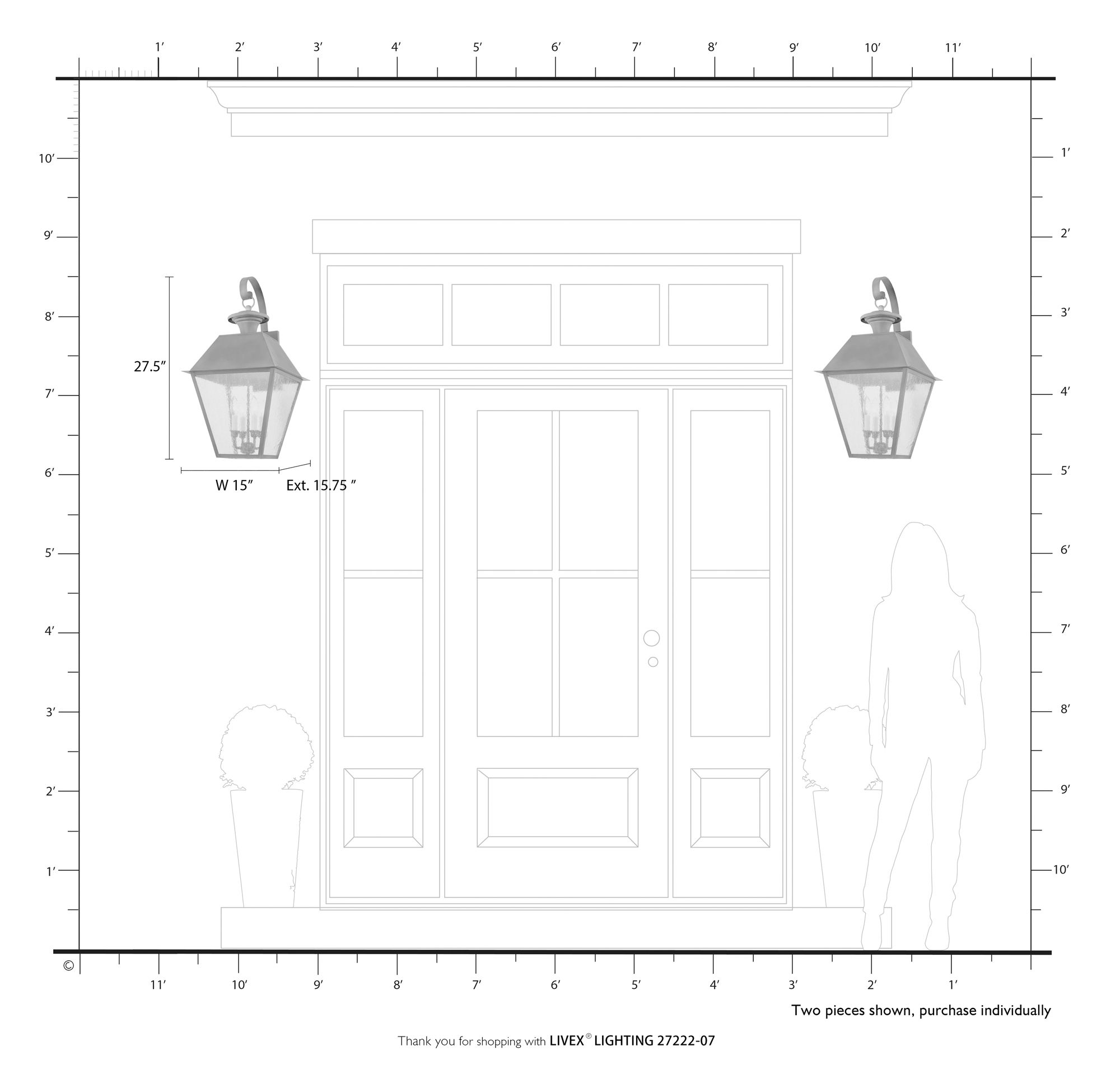 Wentworth 4 Light Bronze Outdoor Extra Large Wall Lantern