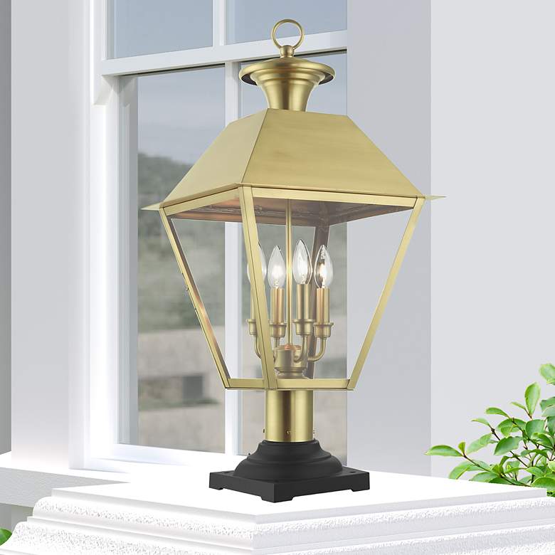 Image 1 Wentworth 4 Light Natural Brass Outdoor Extra Large Post Top Lantern