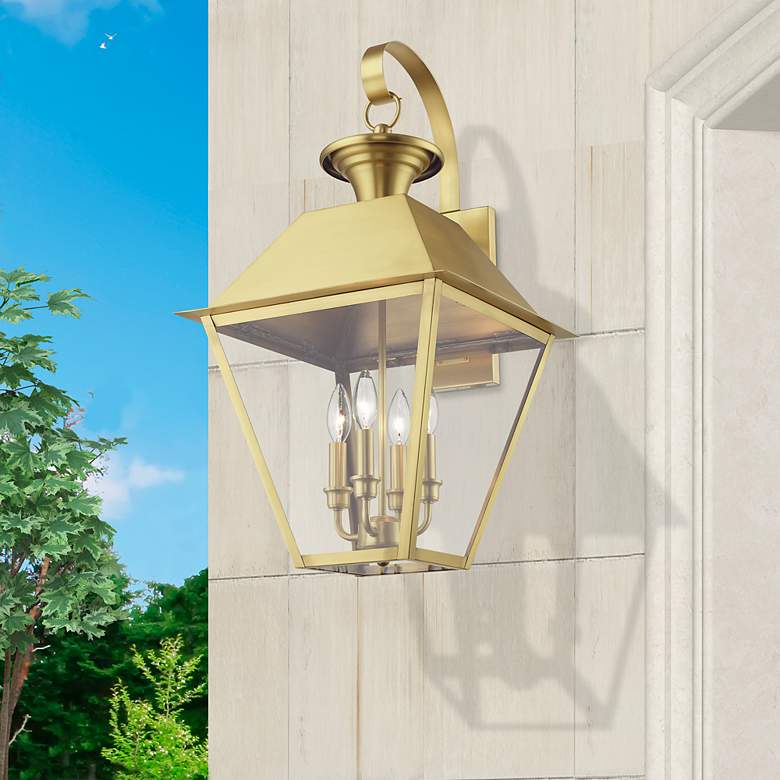 Image 1 Wentworth 4 Light Natural Brass Outdoor Extra Large Wall Lantern