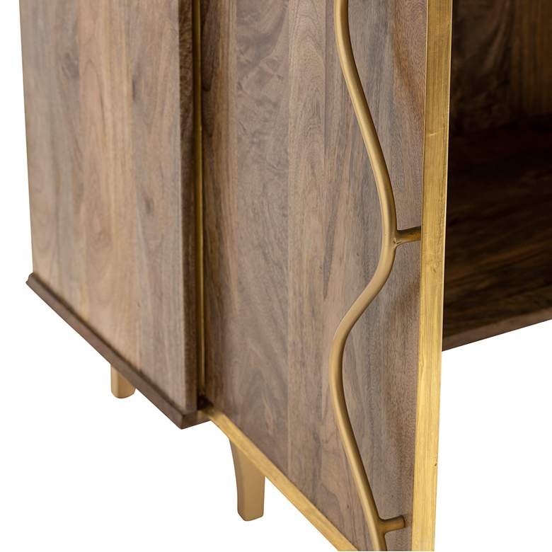 Image 2 Wentworth 40" Wide Mango Wood and Gold Iron 2-Door Cabinet more views