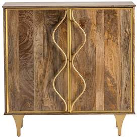 Image3 of Wentworth 40" Wide Mango Wood and Gold Iron 2-Door Cabinet more views