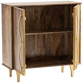 Image4 of Wentworth 40" Wide Mango Wood and Gold Iron 2-Door Cabinet more views