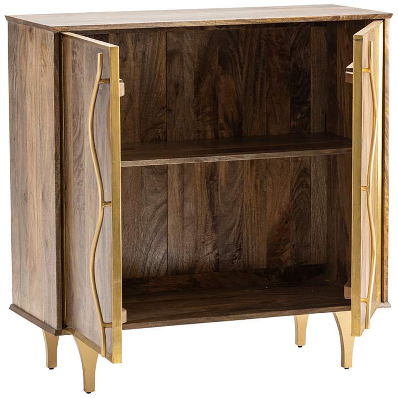 Image 4 Wentworth 40" Wide Mango Wood and Gold Iron 2-Door Cabinet more views