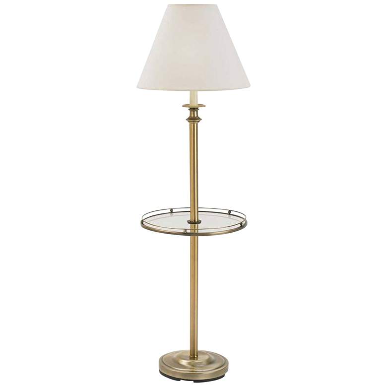 Image 1 Wentworth Antique Brass Floor Lamp with Clear Glass Tray