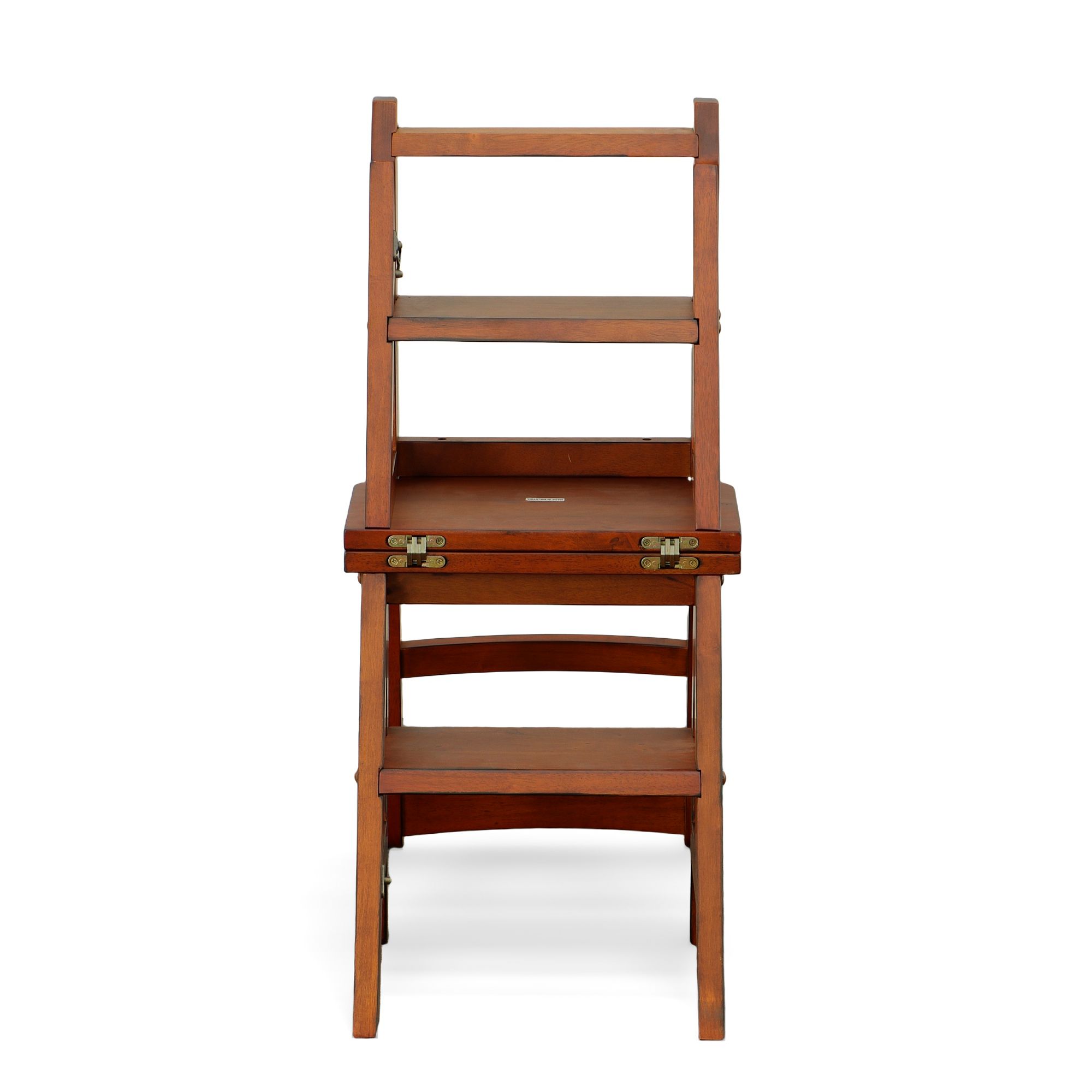 Wentworth Chestnut Wood Folding Library Ladder Chair
