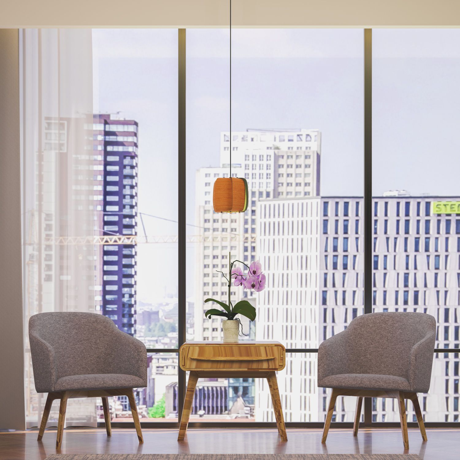 Image 3 WEP Collection Alba 26 10.25"W Pendant Black Finish with Beech/Ash Shade more views