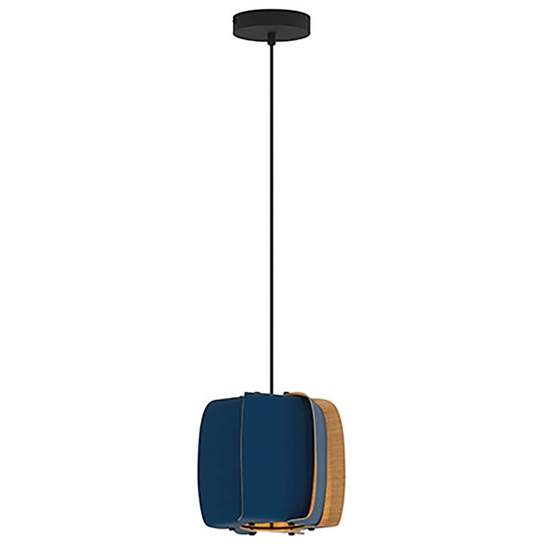 Image 1 WEP Collection Alba 26 10.25"W Pendant Black Finish with Blue/Ash Shade